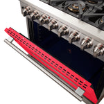 Forno Capriasca 36-Inch Freestanding Dual Fuel Range, 6 Burners, True Convection Oven, Red Door - BonPrix Électroménagers