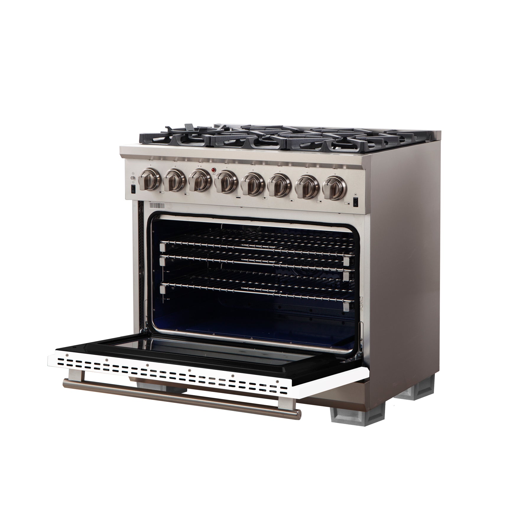 Forno Capriasca 36-Inch Freestanding Dual Fuel Range, 6 Burners, True Convection Oven, White Door - BonPrix Électroménagers