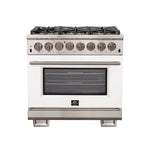 Forno Capriasca 36-Inch Freestanding Dual Fuel Range, 6 Burners, True Convection Oven, White Door - BonPrix Électroménagers