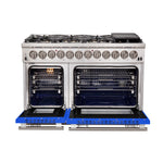 Forno Capriasca 48-Inch Freestanding Dual Fuel Range, 8 Burners, True Convection Oven, Blue Doors - BonPrix Électroménagers