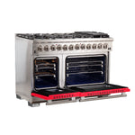 Forno Capriasca 48-Inch Freestanding Dual Fuel Range, 8 Burners, True Convection Oven, Red Doors - BonPrix Électroménagers