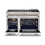 Forno Capriasca 48-Inch Freestanding Dual Fuel Range, 8 Burners, True Convection Oven, White Doors - BonPrix Électroménagers