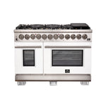 Forno Capriasca 48-Inch Freestanding Dual Fuel Range, 8 Burners, True Convection Oven, White Doors - BonPrix Électroménagers