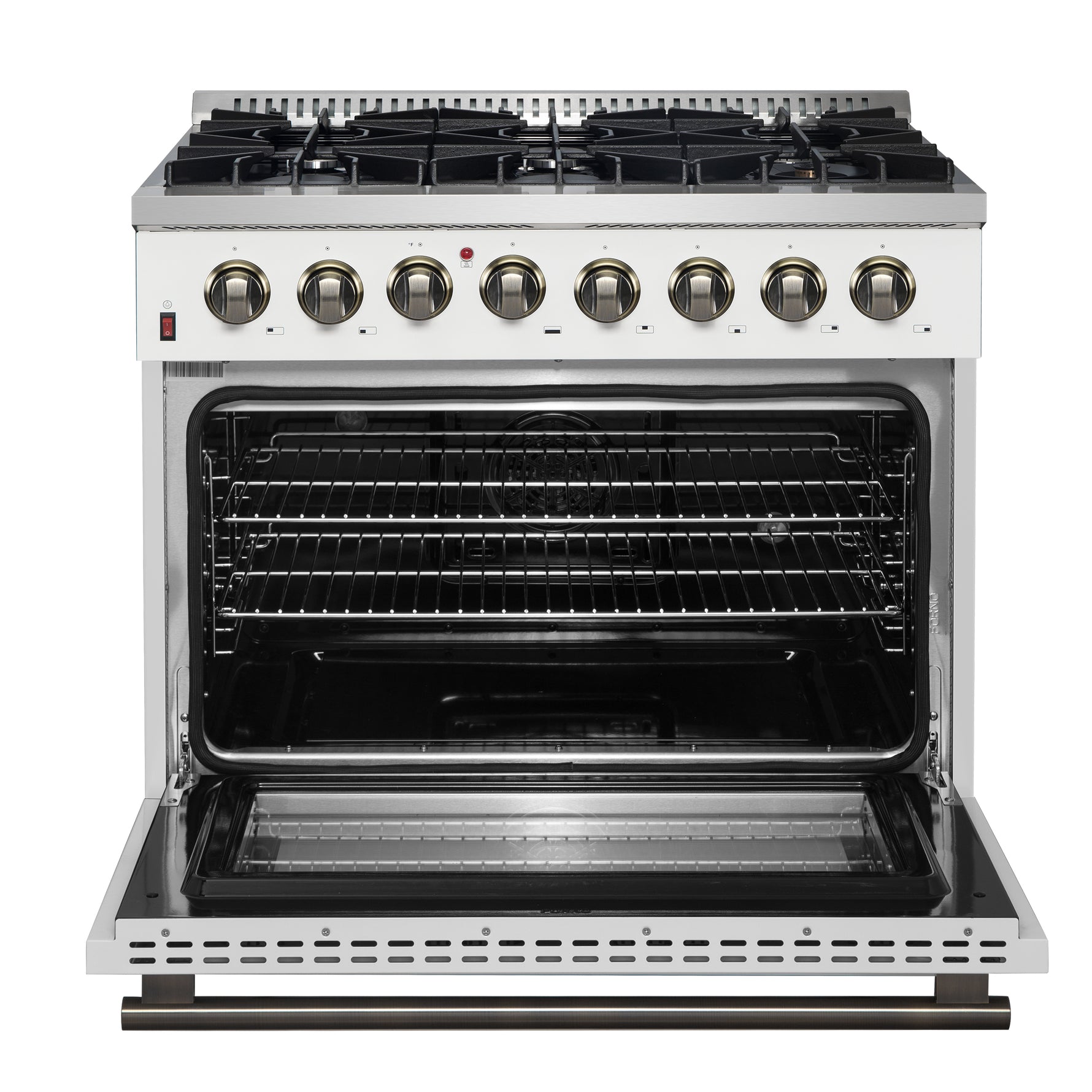 Forno Galiano 36" Freestanding Dual Fuel Range in White - BonPrix Électroménagers