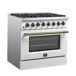 Forno Galiano 36" Freestanding Dual Fuel Range in White - BonPrix Électroménagers