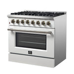 Forno Galiano 36" Freestanding Dual Fuel Range in White - BonPrix Électroménagers