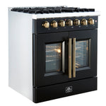 Forno Galiano 30-inch Freestanding French Door Dual Fuel Range Black - BonPrix Électroménagers
