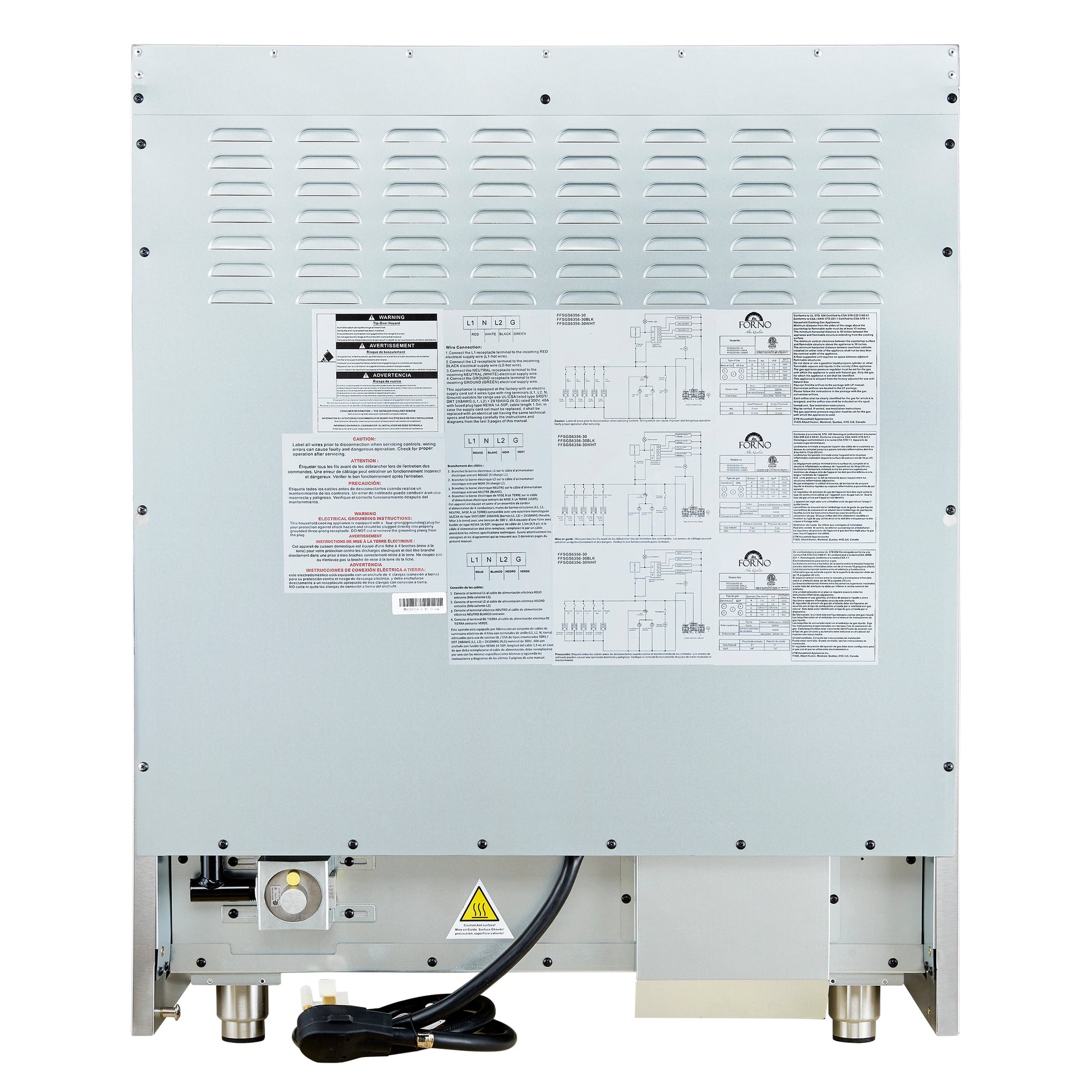 Forno Galiano 30-inch Freestanding French Door Dual Fuel Range White - BonPrix Électroménagers