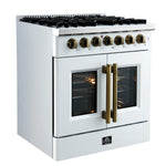 Forno Galiano 30-inch Freestanding French Door Dual Fuel Range White - BonPrix Électroménagers