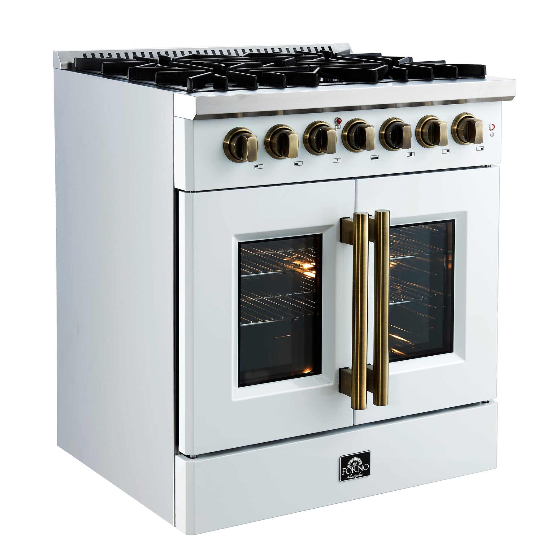 Forno Galiano 30-inch Freestanding French Door Dual Fuel Range White - BonPrix Électroménagers