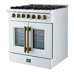 Forno Galiano 30-inch Freestanding French Door Dual Fuel Range White - BonPrix Électroménagers