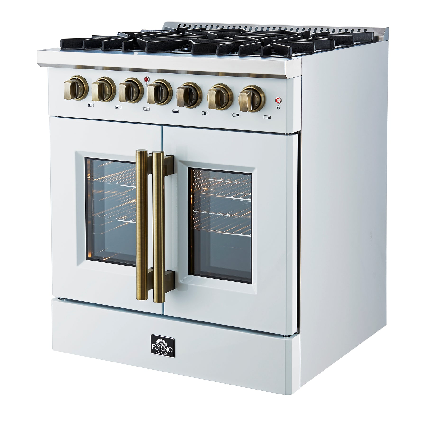 Forno Galiano 30-inch Freestanding French Door Dual Fuel Range White - BonPrix Électroménagers