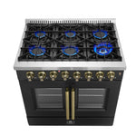 Forno Galiano 36-inch Freestanding French Door Dual Fuel Range Black - BonPrix Électroménagers