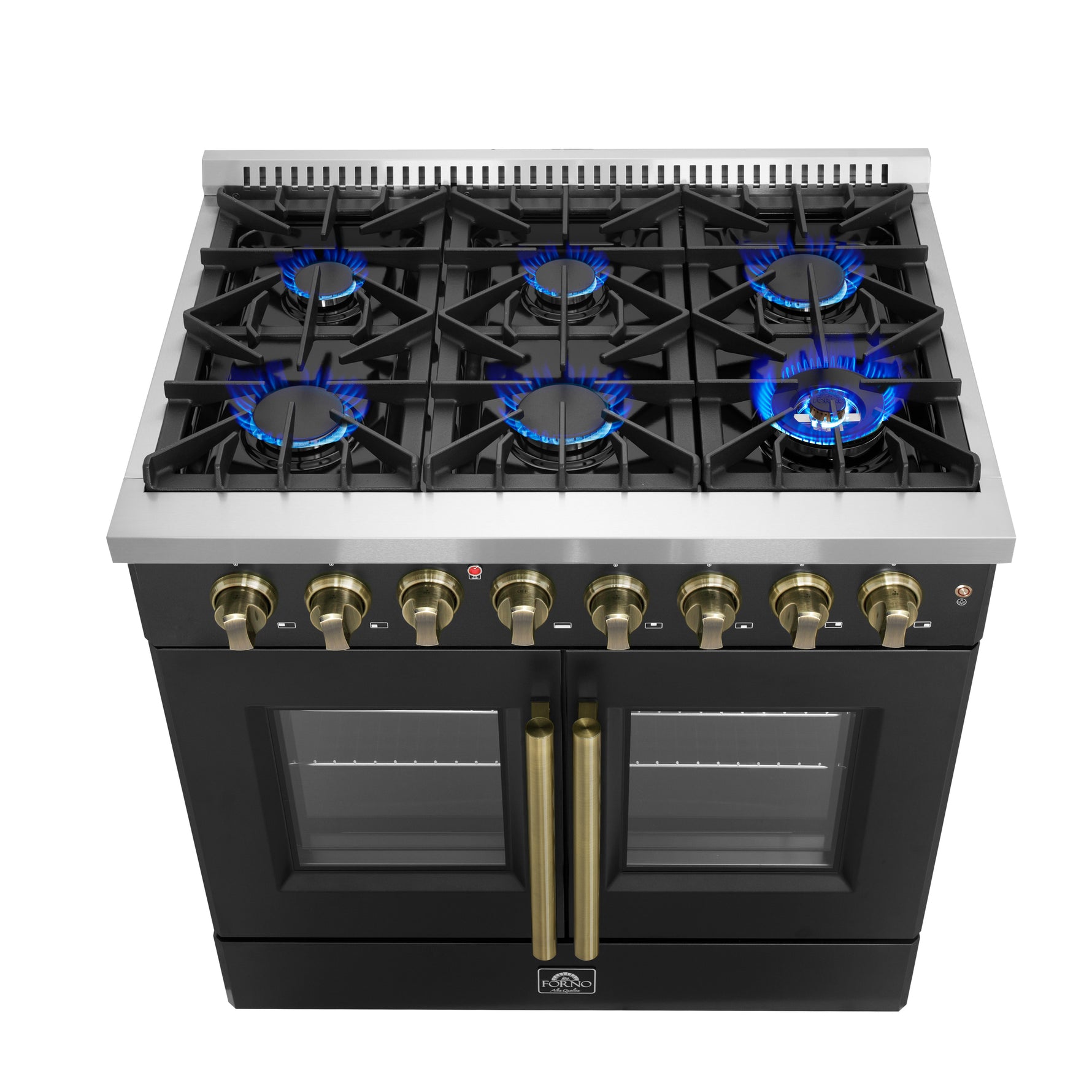 Forno Galiano 36-inch Freestanding French Door Dual Fuel Range Black - BonPrix Électroménagers