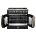 Forno Galiano 36-inch Freestanding French Door Dual Fuel Range Black - BonPrix Électroménagers