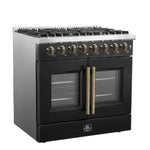 Forno Galiano 36-inch Freestanding French Door Dual Fuel Range Black - BonPrix Électroménagers