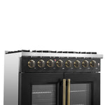 Forno Galiano 36-inch Freestanding French Door Dual Fuel Range Black - BonPrix Électroménagers