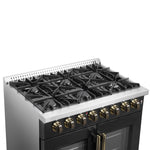 Forno Galiano 36-inch Freestanding French Door Dual Fuel Range Black - BonPrix Électroménagers