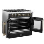 Forno Galiano 36-inch Freestanding French Door Dual Fuel Range Black - BonPrix Électroménagers