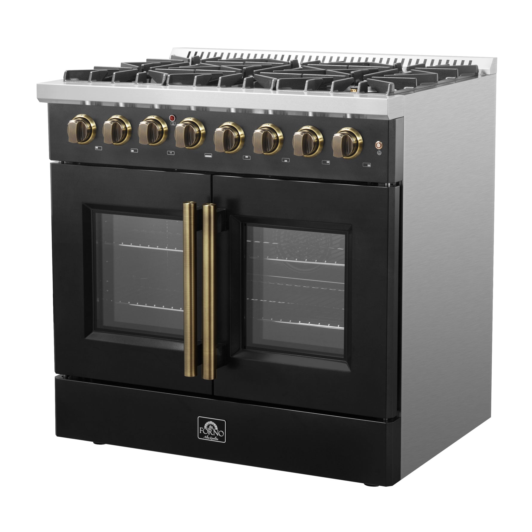 Forno Galiano 36-inch Freestanding French Door Dual Fuel Range Black - BonPrix Électroménagers