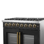 Forno Galiano 36-inch Freestanding French Door Dual Fuel Range Black - BonPrix Électroménagers