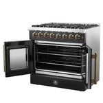 Forno Galiano 36-inch Freestanding French Door Dual Fuel Range Black - BonPrix Électroménagers