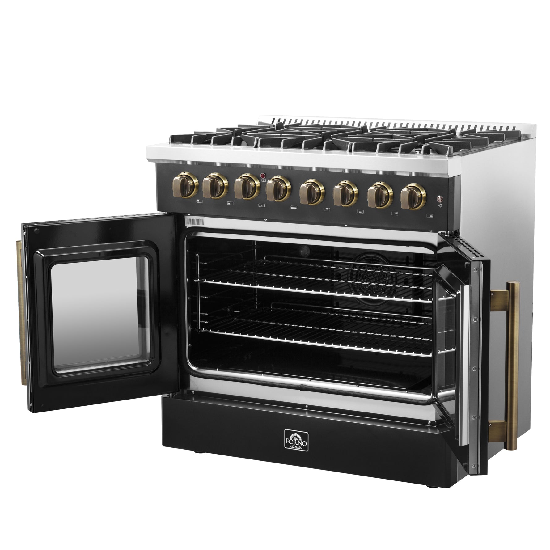 Forno Galiano 36-inch Freestanding French Door Dual Fuel Range Black - BonPrix Électroménagers