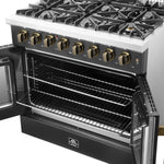 Forno Galiano 36-inch Freestanding French Door Dual Fuel Range Black - BonPrix Électroménagers