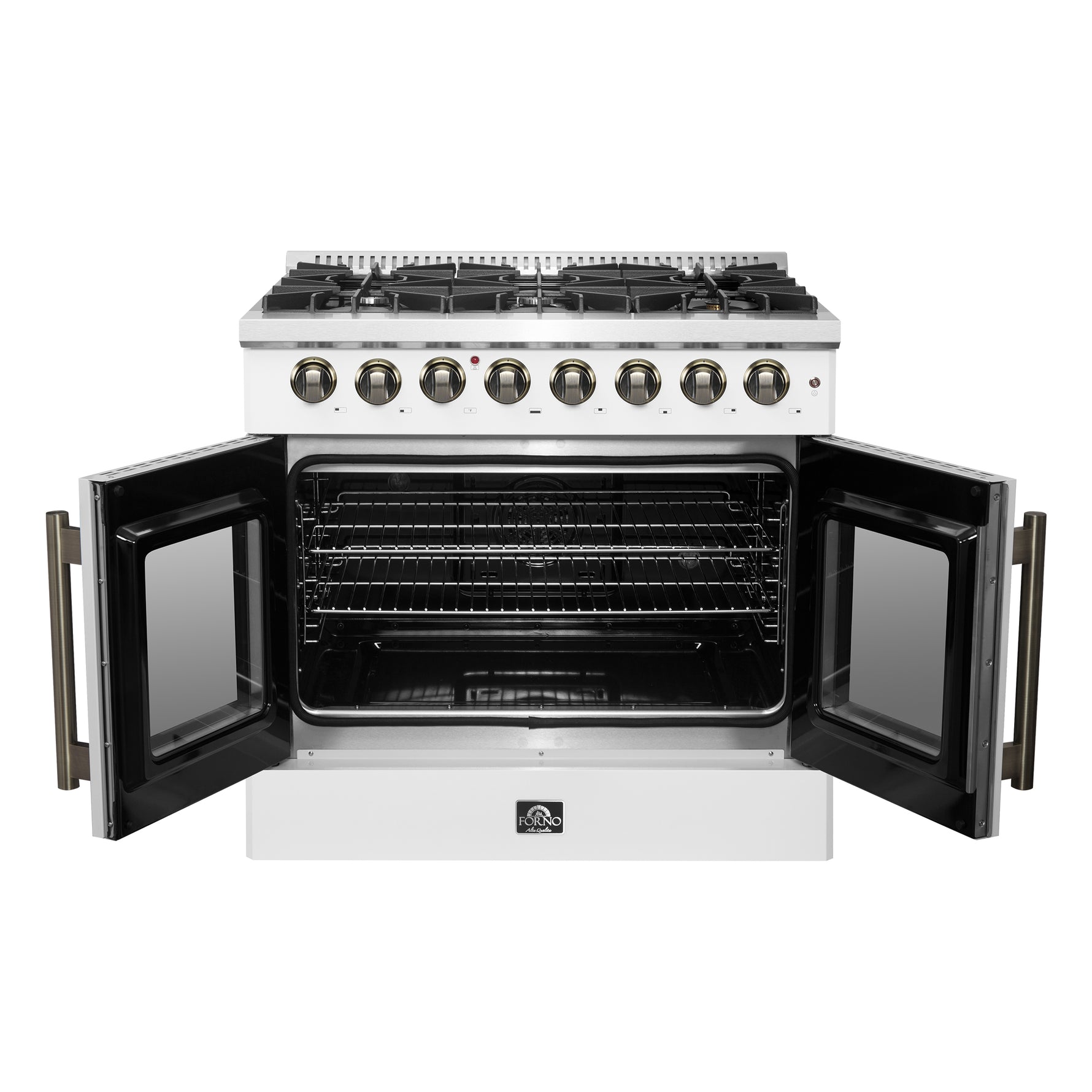 Forno Galiano 36-inch Freestanding French Door Dual Fuel Range White - BonPrix Électroménagers