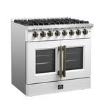 Forno Galiano 36-inch Freestanding French Door Dual Fuel Range White - BonPrix Électroménagers
