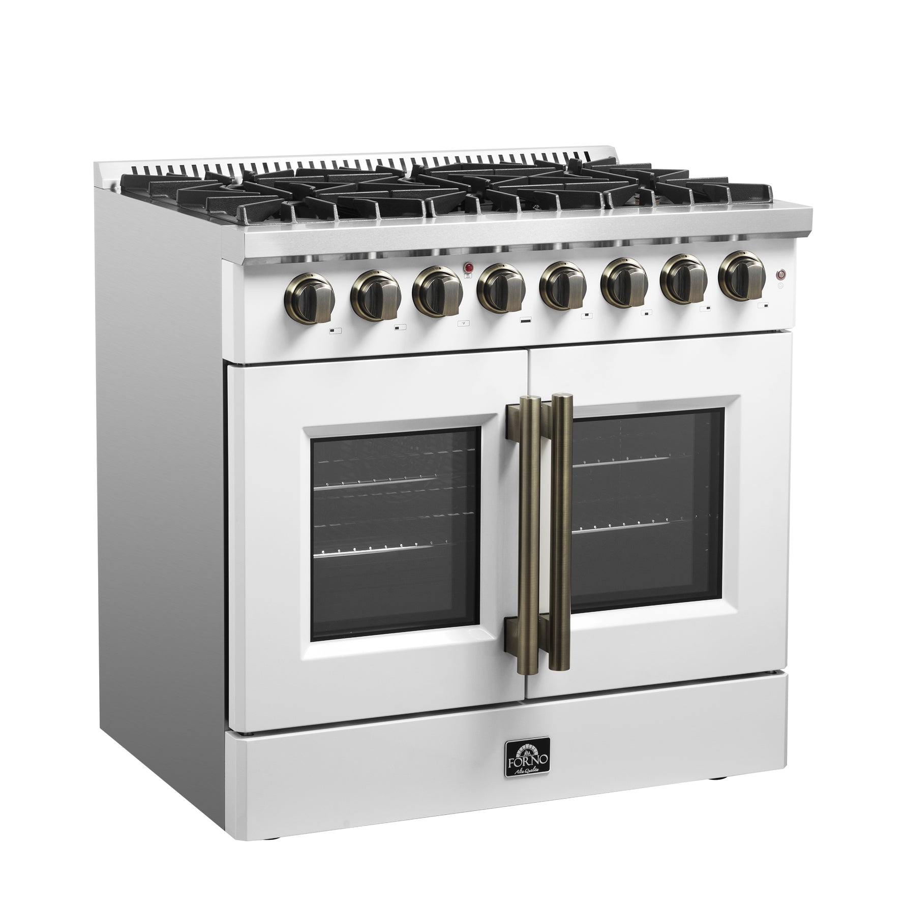Forno Galiano 36-inch Freestanding French Door Dual Fuel Range White - BonPrix Électroménagers