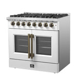 Forno Galiano 36-inch Freestanding French Door Dual Fuel Range White - BonPrix Électroménagers