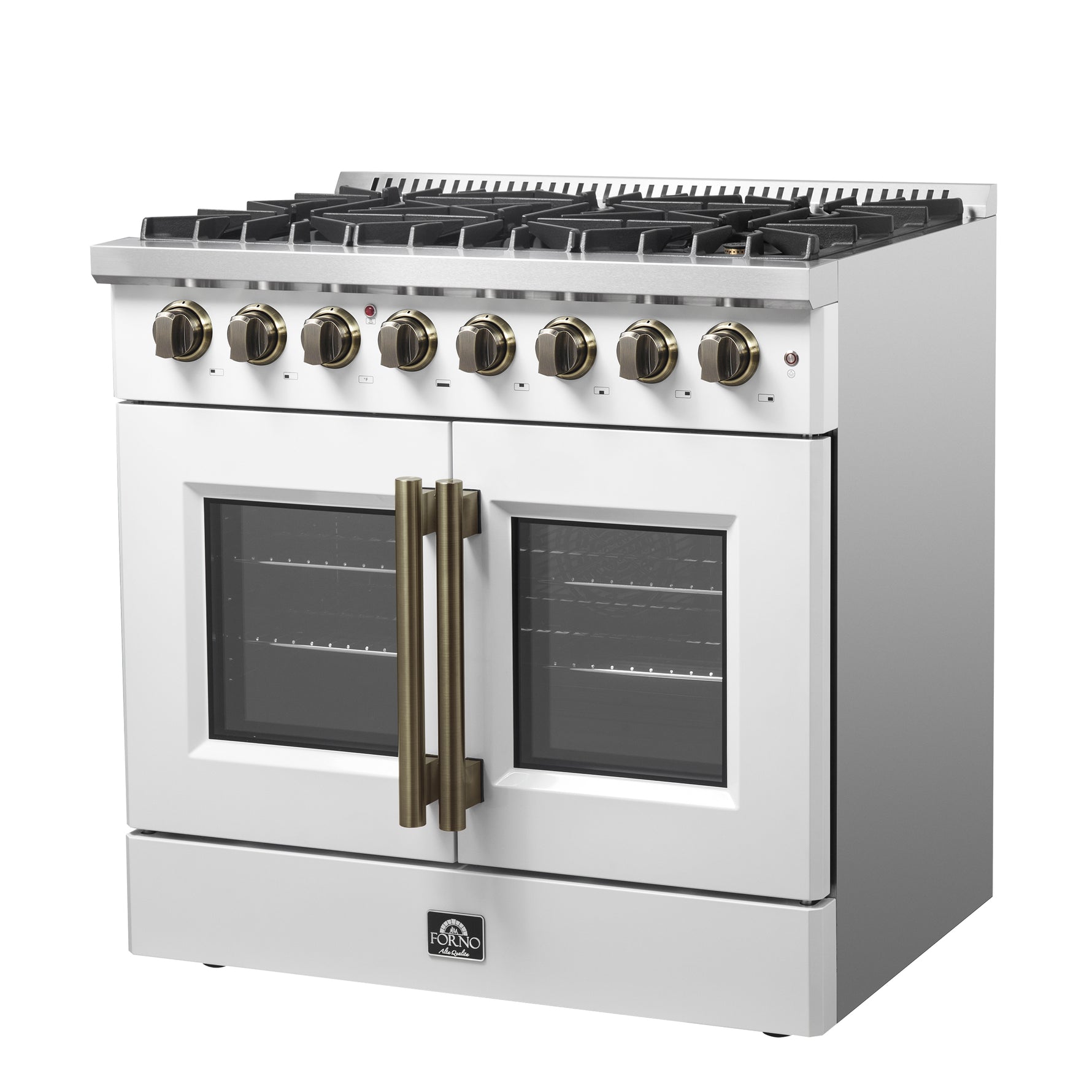 Forno Galiano 36-inch Freestanding French Door Dual Fuel Range White - BonPrix Électroménagers