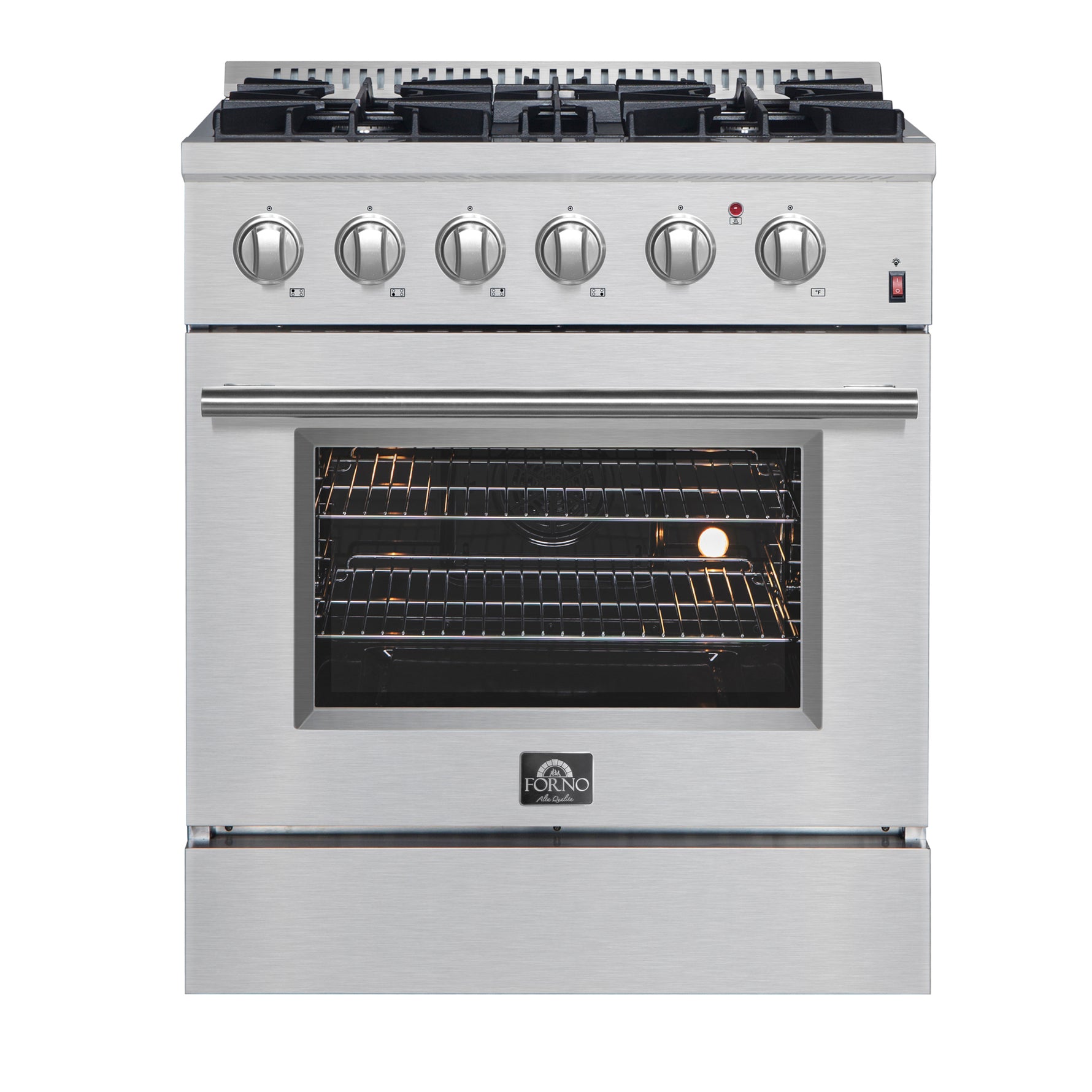 Forno Marco 30-Inch Dual Fuel Range, Stainless Steel, 4 Burners, 37,000 BTU, True Convection Oven, Energy Efficient - BonPrix Électroménagers