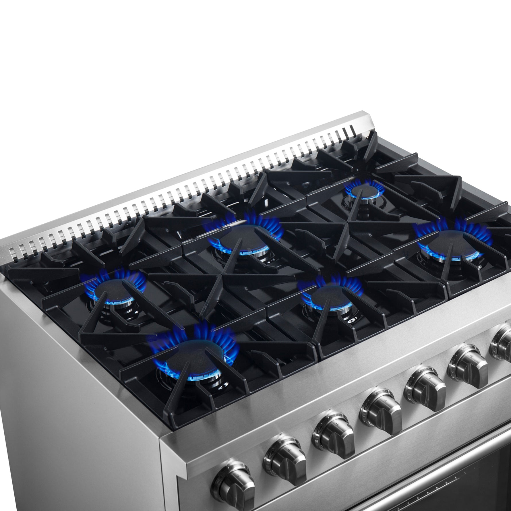 Forno Marco 36-Inch Dual Fuel Range, Stainless Steel, 6 Burners, 67,000 BTU, True Convection Oven, Energy Efficient - BonPrix Électroménagers