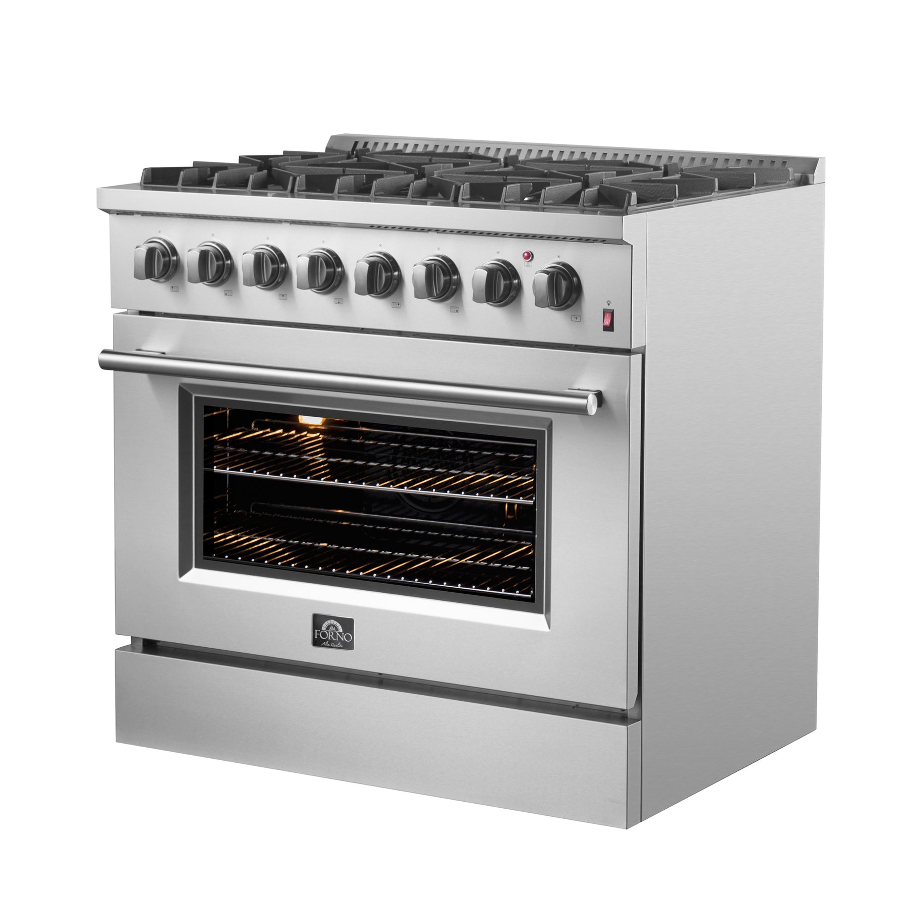 Forno Marco 36-Inch Dual Fuel Range, Stainless Steel, 6 Burners, 67,000 BTU, True Convection Oven, Energy Efficient - BonPrix Électroménagers