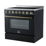 Forno Paolo 36 Inch Black Freestanding Electric Range, Stainless Steel, 5.44 cu.ft, True Convection Oven, Energy Efficient - BonPrix Électroménagers