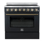 Forno Paolo 36 Inch Black Freestanding Electric Range, Stainless Steel, 5.44 cu.ft, True Convection Oven, Energy Efficient - BonPrix Électroménagers