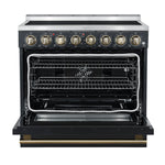 Forno Paolo 36 Inch Black Freestanding Electric Range, Stainless Steel, 5.44 cu.ft, True Convection Oven, Energy Efficient - BonPrix Électroménagers