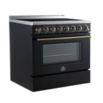 Forno Paolo 36 Inch Black Freestanding Electric Range, Stainless Steel, 5.44 cu.ft, True Convection Oven, Energy Efficient - BonPrix Électroménagers