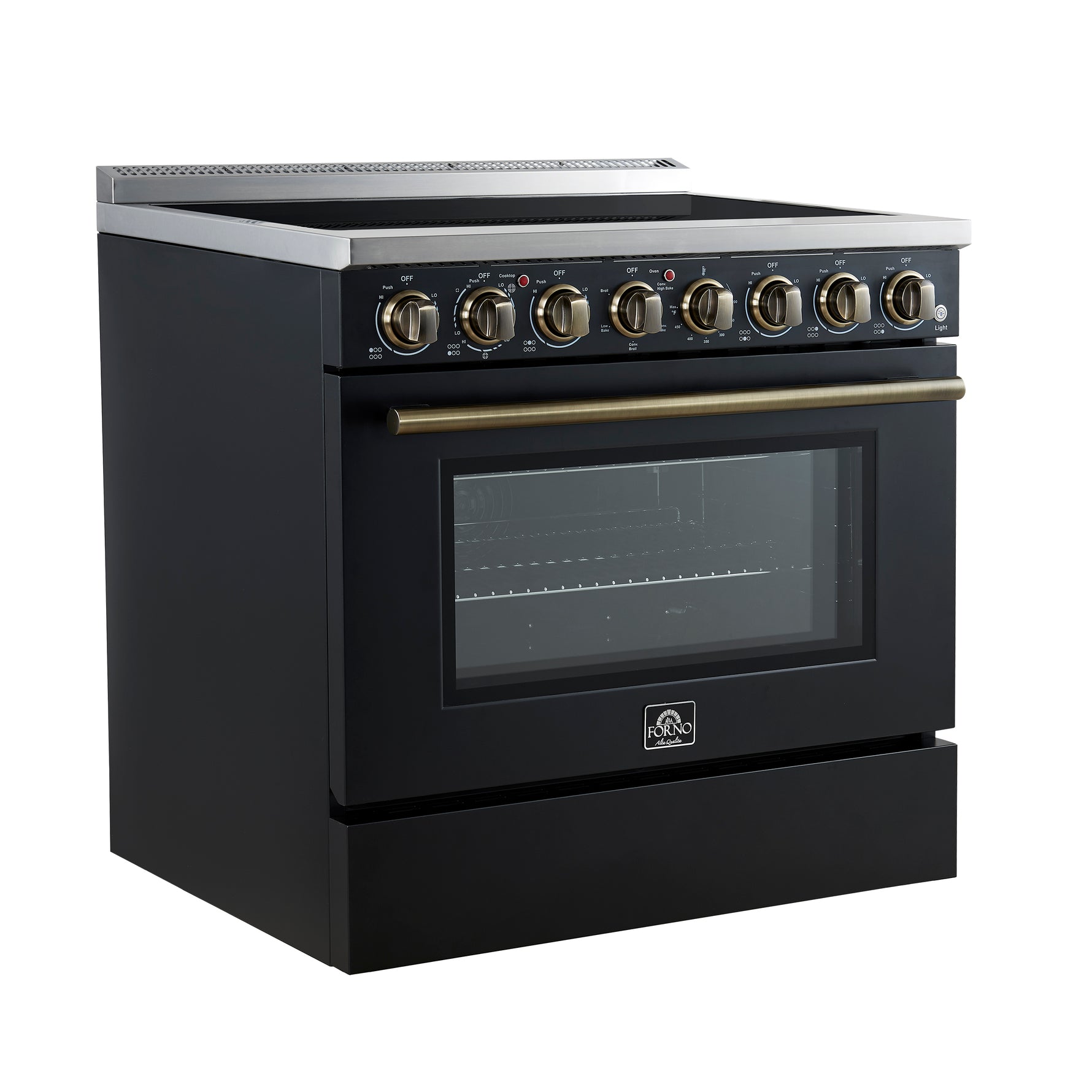 Forno Paolo 36 Inch Black Freestanding Electric Range, Stainless Steel, 5.44 cu.ft, True Convection Oven, Energy Efficient - BonPrix Électroménagers