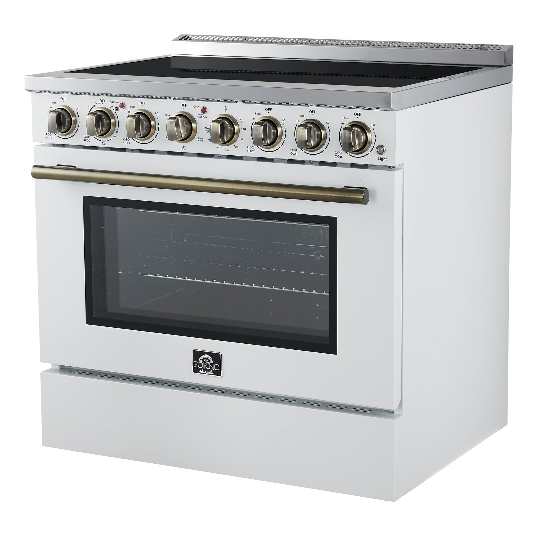 Forno Paolo 36 Inch White Freestanding Electric Range, Stainless Steel, 5.44 cu.ft, True Convection Oven, Energy Efficient - BonPrix Électroménagers