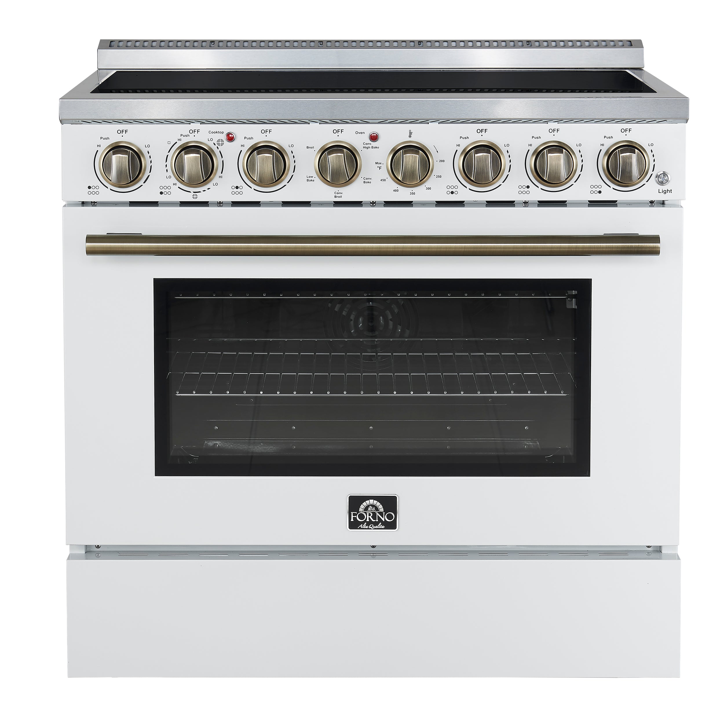 Forno Paolo 36 Inch White Freestanding Electric Range, Stainless Steel, 5.44 cu.ft, True Convection Oven, Energy Efficient - BonPrix Électroménagers