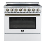 Forno Paolo 36 Inch White Freestanding Electric Range, Stainless Steel, 5.44 cu.ft, True Convection Oven, Energy Efficient - BonPrix Électroménagers