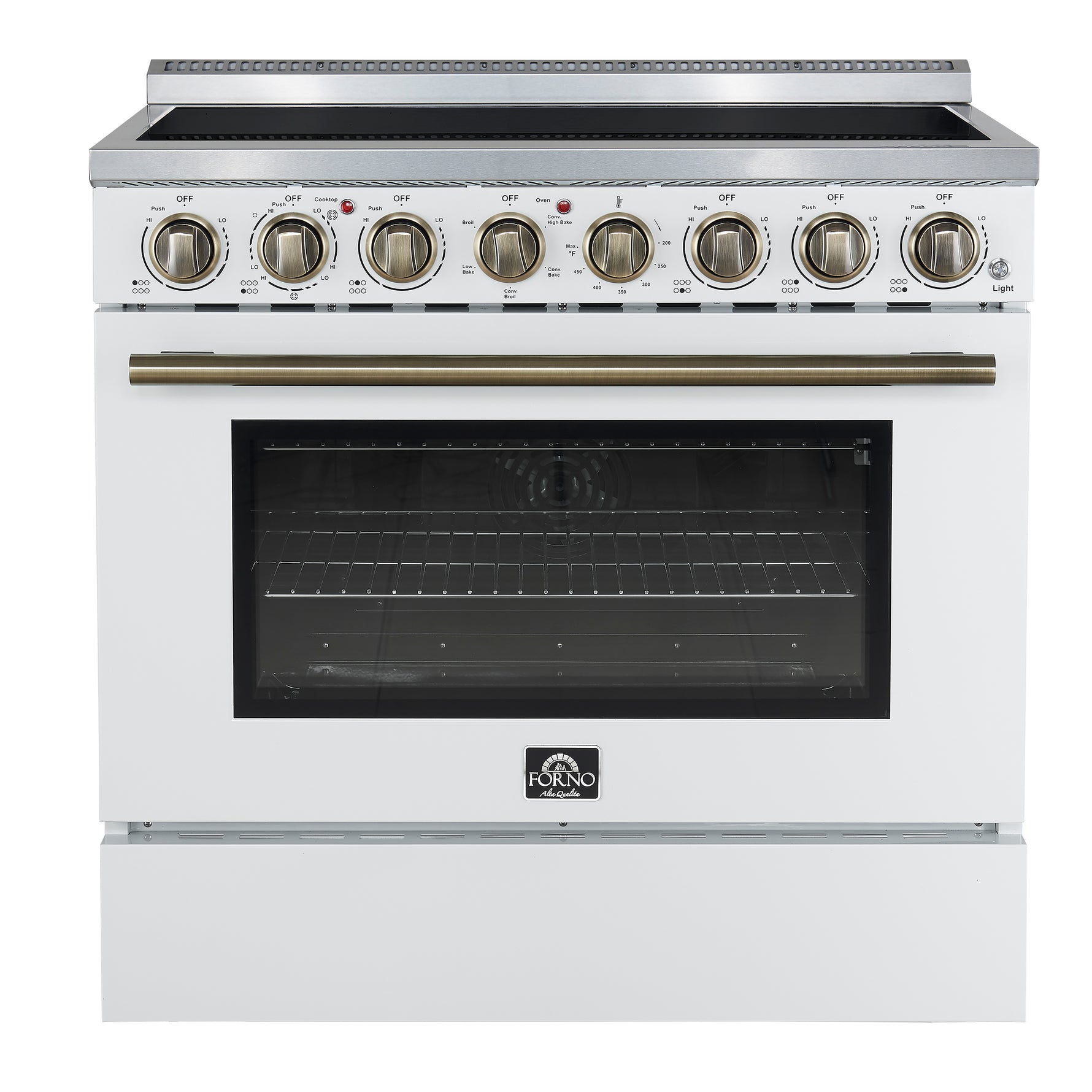 Forno Paolo 36 Inch White Freestanding Electric Range, Stainless Steel, 5.44 cu.ft, True Convection Oven, Energy Efficient - BonPrix Électroménagers