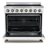 Forno Paolo 36 Inch White Freestanding Electric Range, Stainless Steel, 5.44 cu.ft, True Convection Oven, Energy Efficient - BonPrix Électroménagers