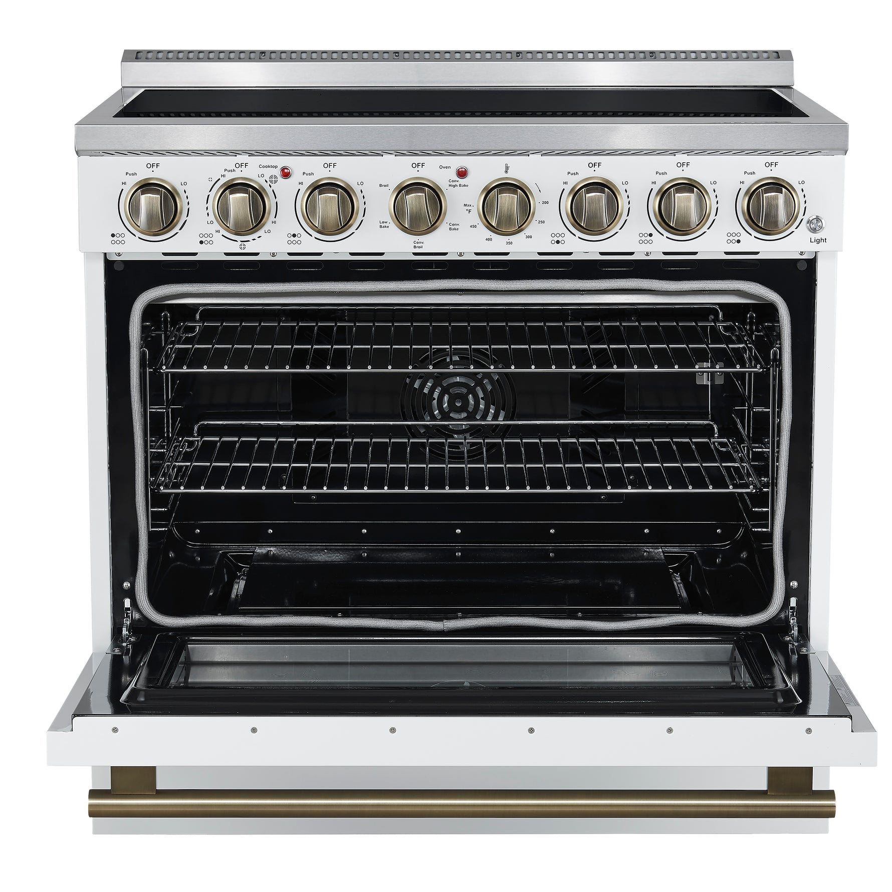 Forno Paolo 36 Inch White Freestanding Electric Range, Stainless Steel, 5.44 cu.ft, True Convection Oven, Energy Efficient - BonPrix Électroménagers