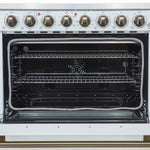 Forno Paolo 36 Inch White Freestanding Electric Range, Stainless Steel, 5.44 cu.ft, True Convection Oven, Energy Efficient - BonPrix Électroménagers