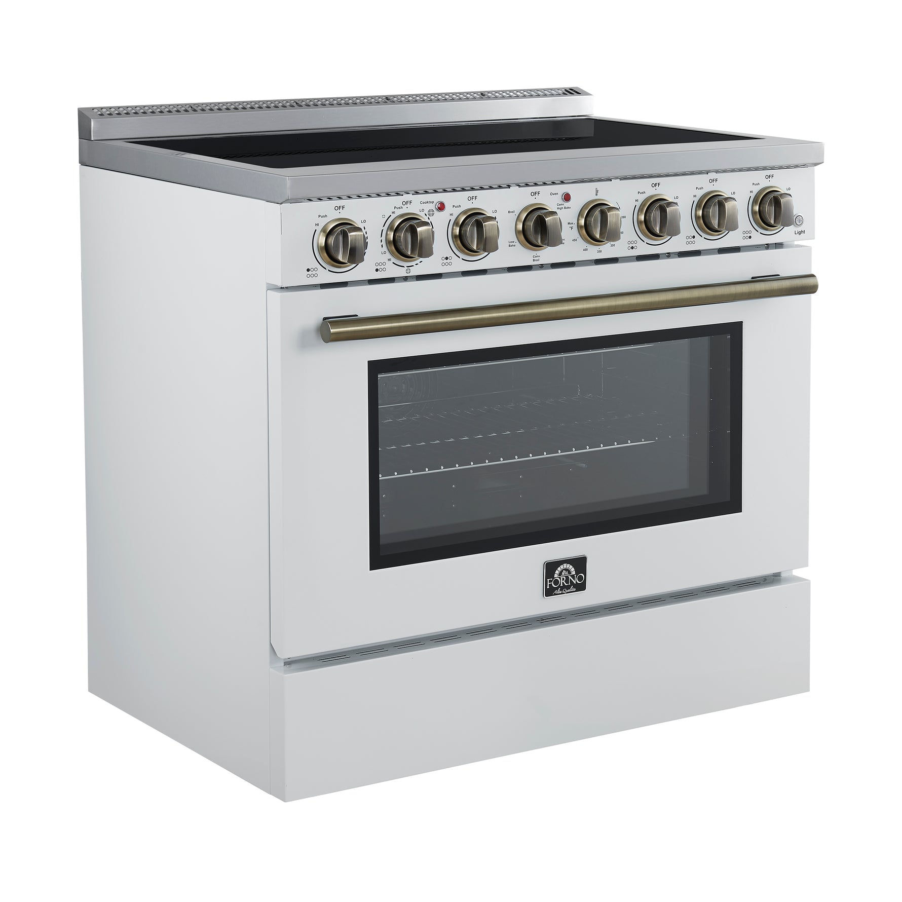 Forno Paolo 36 Inch White Freestanding Electric Range, Stainless Steel, 5.44 cu.ft, True Convection Oven, Energy Efficient - BonPrix Électroménagers