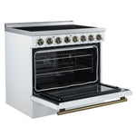Forno Paolo 36 Inch White Freestanding Electric Range, Stainless Steel, 5.44 cu.ft, True Convection Oven, Energy Efficient - BonPrix Électroménagers